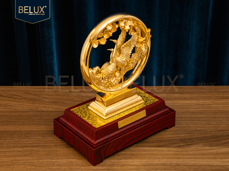 Tương Tùng Hạc Diên Niên Dát Vàng 24k 20×16.5x24cm